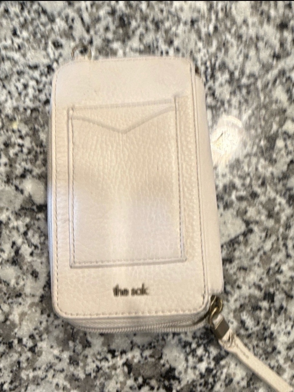 The Sak Cream Leather Zip Card Wallet